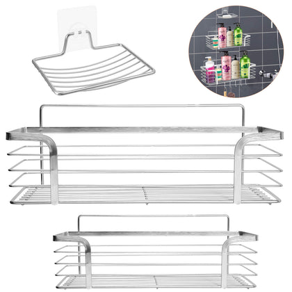 Bathroom Shower Rack Shelf Storage Organiser Basket Tidy Shelves Soap Dish Rack