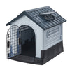 Large Plastic Dog Kennel Hutch Pet House Shelter With Metal Door Indoor Outdoor
