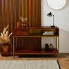 Spinningfield Console Table | Solid Mango Wood Hall Table w/ Brass Accents