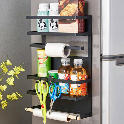 Magnetic Organiser Rack Refrigerator Side Shelf Storage Holder Hook Kitchen UK