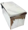 New Mirrored MetalicFolding Storage Ottoman Seat Toy Storage Box Pouffe Stool