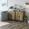 Storage Cabinet with Shelves Fabric Drawers Sideboard Cupboard 2 Doors Brown