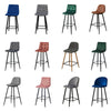 2pcs Barstools Set Velvet Fabric Faux Leather Padded Metal Legs Breakfast Chairs