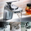 NEW Modern Waterfall Bathroom Tap Basin Sink Mono Mixer Chrome Cloakroom UK