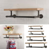 Clothes Rail Shelf Industrial Pipe Clothing Rack Wall Mounted Wooden Board Shelf