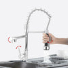 360° Swivel Pull Out Spray Taps Mixer Kitchen Sink Mixing Tap Spring Neck Chrome
