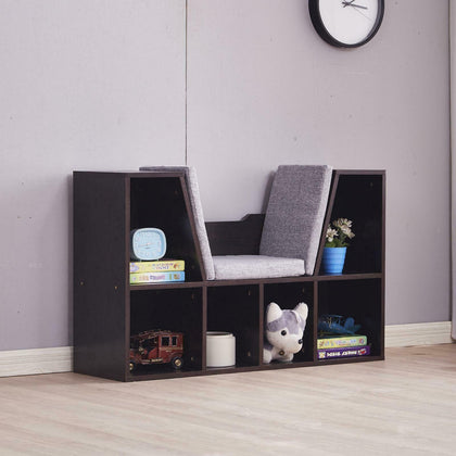 6 Cube Bookcase Cabinet Storage Rack Bookshelf Cushion Seating Living Room UK