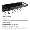 Metal Kitchen Organiser Hanging Shelf Pots Spices Rack Storage Holder w/ 6 Hooks