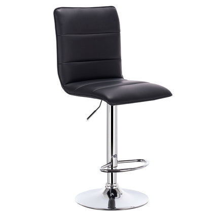 Bar Stool Faux Leather Adjustable Breakfast Chair Swivel Gas Lift Kitchen Black