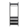 Bedroom Double Open Wardrobe 4 Shelves Furniture Storage Cupboard Black