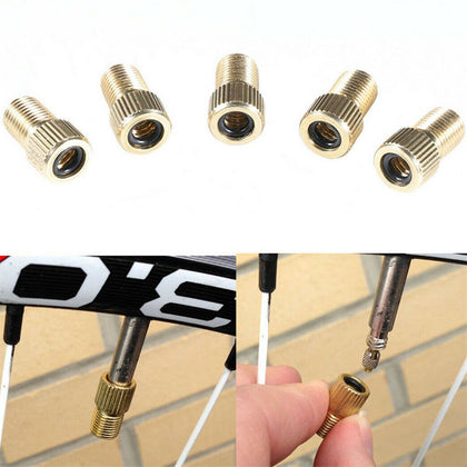 5 Piece Brass Presta Valve Schrader Adaptor Bicycle Mountain Bike Tire Tube Pump
