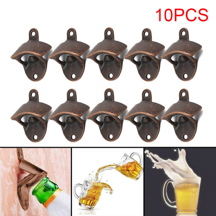 10pcs Bronze Bar Wine Collectable Wall Mounted Beer Cap Tool Bottle Opener