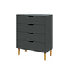 4,5 Drawer Chest of Drawer Dark Grey Bedside Table Storage Cainet Solid Wood Leg