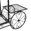 Outdoor Indoor Pot Plant Stand Garden Decor Flower Rack Wrought Iron 4 Wheeler