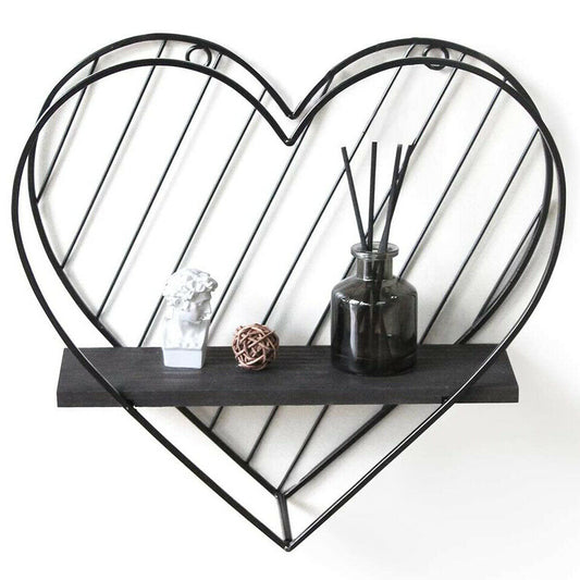 Metal Wire Wall Shelf Heart Modern Storage Floating Display Shelf Bedroom Decor