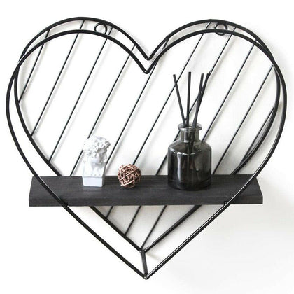 Metal Wire Wall Shelf Heart Modern Storage Floating Display Shelf Bedroom Decor