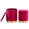 HEIDI VELVET STORAGE POUFFE FOOTREST ROUND OTTOMAN VANITY DRESSING SEAT STOOL