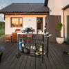 Outdoor Grill Dining Cart Double-Shelf BBQ Movable Food Prep Trolley Patio