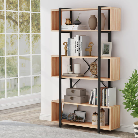 6 Tier Bookshelf Industrial Bookcase Freestanding Home Display Decorative Shelf