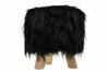 LUXURY WOODEN FOOTSTOOL OTTOMAN POUFFE STOOL FOOT REST PADDED SEAT BEDROOM ROUND