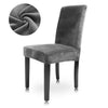 Velvet Dining Chair Cover Removable Seat Protector High Back Chair Elastic Cover