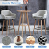 2 PCs Upholstered Fabric Bucket Seat Bar Stools w/ Wood Legs Beige