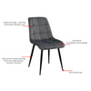 Set of 2 Blue Grey Velvet Dining Chairs Dinning Kitchen Room Metal Leg Padded