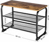 Industrial Shoe Bench Hallway Seat Storage Rack Shelf Organizer Rustic Metal