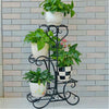 Slim Curve Shape Plant Stand Botanical Shelves 4 Square Pots Holder Room Garden