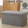 GREY LARGE LINEN FOLDING STORAGE OTTOMAN POUFFE SEAT FOOT STOOL STORAGE BOX UK