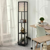 Modern Shelf Floor Lamp Light with 4-tier Open Storage Shelves Wooden Home Unit