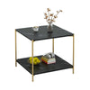 2 Tier Beside Table Sofa Side End Table Coffee Table Marble Effect Living Room