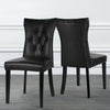 2pcs PU Leather Padded Dining Chairs Retro Button Back Home Kitchen Dinner Seat