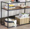 Industrial Console Table Vintage Glass Furniture Side Hallway Rustic Metal Shelf