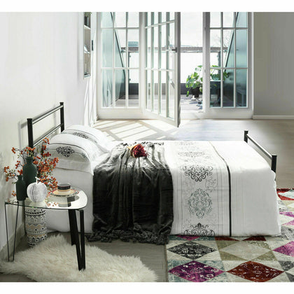 H.J Wedoo 3FT/4FT6 Single Bed Frame Double Bed Frame Black Minimalist Style New