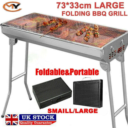 Large BBQ Grill Portable Folding Charcoal Barbecue Garden Picnic Steel Stove UK