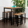 Bar Table and Stool Set For Kitchen Dining Room 4 Metal And Wood Stools High