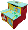 Wooden Step Stool with Toys Storage Box-Children Kitchen Helper Toilet Ladder UK