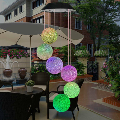 Garden Outdoor Hanging Wind Chimes Solar Powered LED Light Festive Decorations