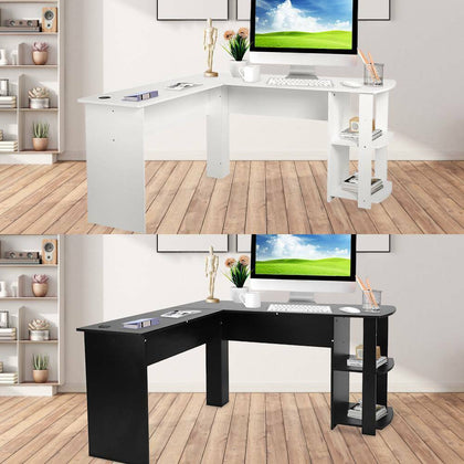 Corner Computer Desk L-shaped PC Study Table Home Office Workstation Furniture