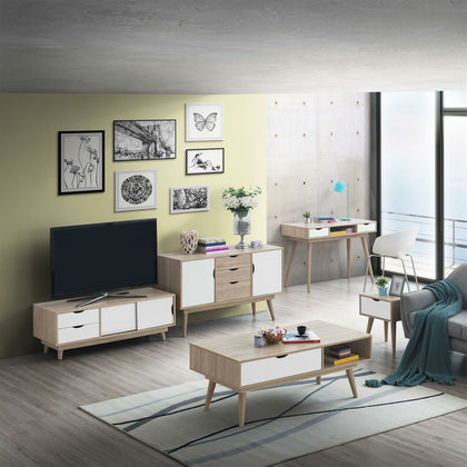Alford Living Room White TV Unit Sideboard Lamp Coffee Table Desk