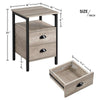 Nightstand End Table with 2 Drawers,Bedside Table With Strong Metal Frame,Gray