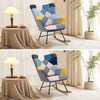 Wing Back Rocking Chair Tufted Upholstered Velvet Accent Nursery Rocker Chairs