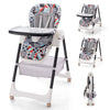Folding Baby High Chair Adjustable Convertible High Chair W/ Reclining Backrest