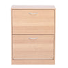 2 Drawer Shoe Cabinet Storage Cupboard Footwear Stand Rack Wooden Unit