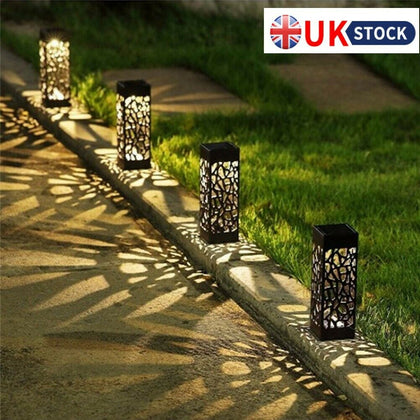 Solar 6pcs Powered Garden Post Lights Waterproof LED Outdoor Patio Yard Lawn UK