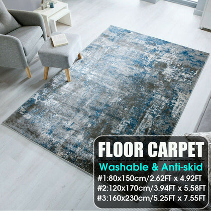 New Blue Grey Abstract Small Extra Large Floor Carpet Area Rugs ats Bedroo