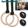 2X Wooden Gymnastic Rings Fitness Training Strength Home Gym Workout Bodyweight