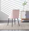 Set of 2 Velvet Dining Chairs Soft Padded Seat Metal Legs Modern Office Kitche您