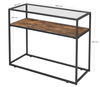 Industrial Console Table Vintage Glass Furniture Side Hallway Rustic Metal Shelf